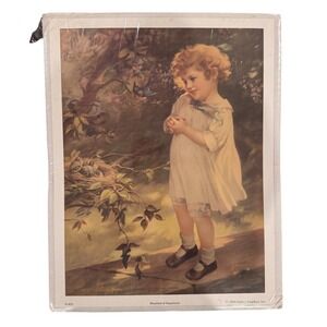 Vintage Print Zula Kenyon Little Girl With "Bluebird of Happiness" 1990 11 X 14